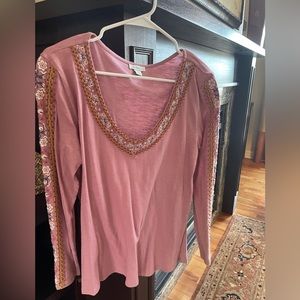 Sundance long sleeve t with beaded accent.